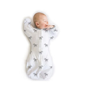 Baby Transitional Swaddle Sack, Half-Length Sleeves & Mitten Cuffs (Zebra)